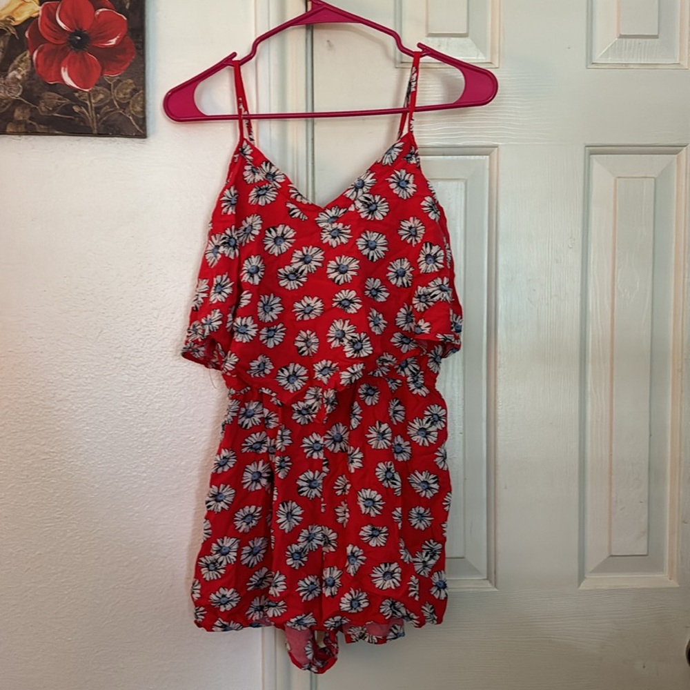 Red Flower Romper